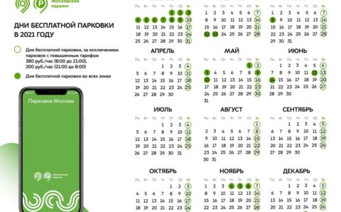 Парковки в Москве в 2021 году будут бесплатными 72 дня 