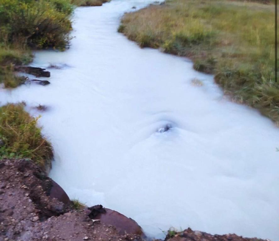 Бурятская река Мэргэн Шоно окрасилась в молочный цвет