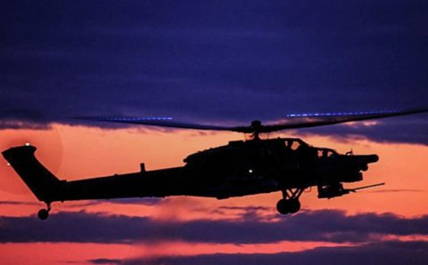 Российские ударные вертолеты провели учения в ночных условиях