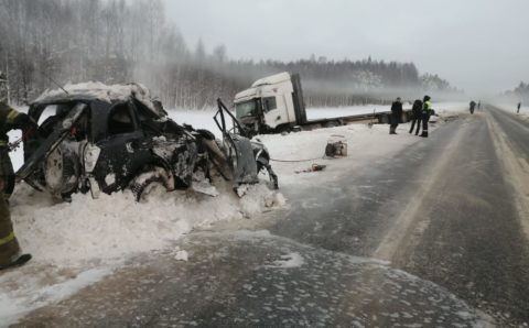 В Архангельской области из-за аварии легковой машины с грузовиком погибли три человека