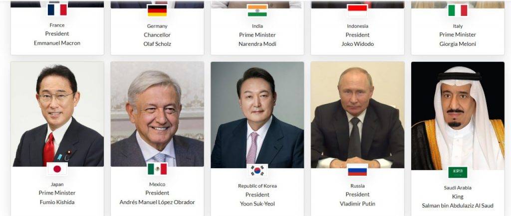 На сайте G20 разместили портрет Путина среди участников Делийского саммита