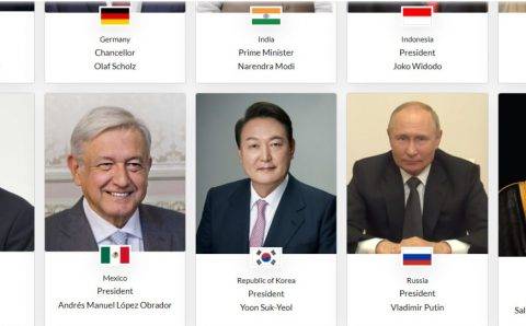 На сайте G20 разместили портрет Путина среди участников Делийского саммита
