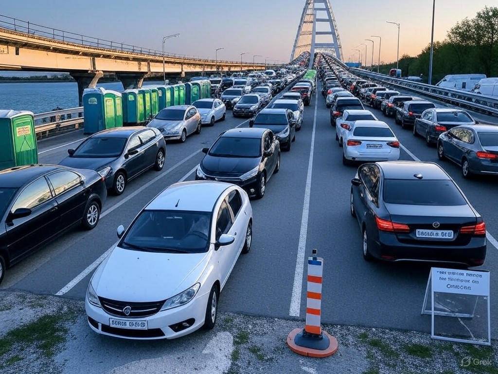 Пробка на Крымском мосту пошла на спад