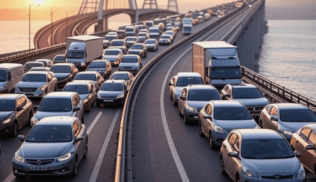 На Крымском мосту скопилось более 1500 автомобилей