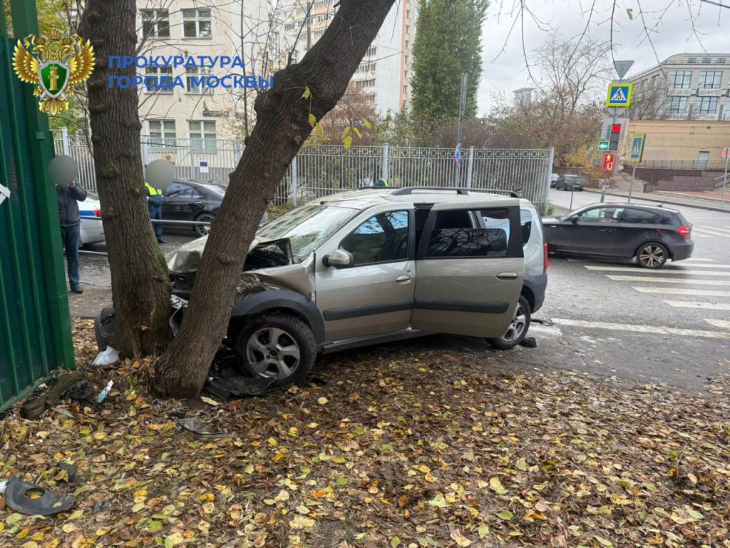 Московский подросток перепутал педали газа и тормоза и врезался в дерево